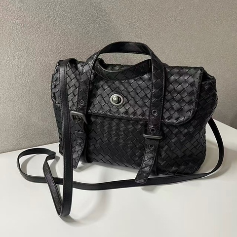 「JL精品代購」bottega veneta BV黑色2way學院風郵差包