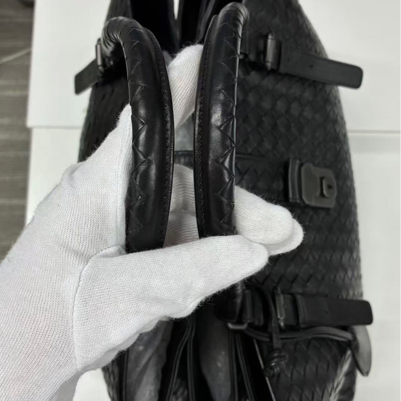 「JL精品代購」bottega veneta BV黑色羊皮編織手提通勤托特包-13