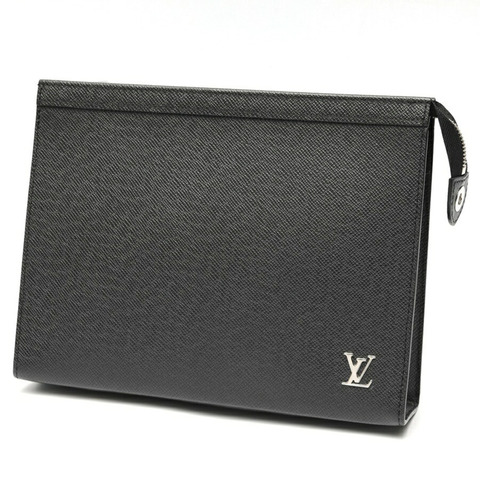 路易威登 Pochette Voyage 手拿包 M30450 Taiga 皮革黑色 S-159933