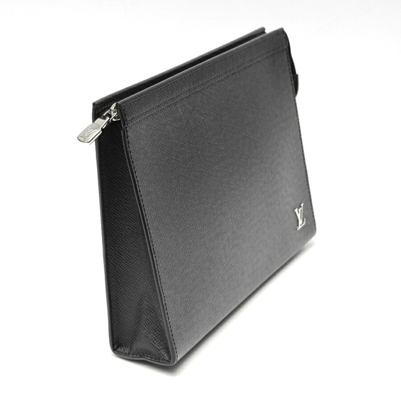 路易威登 Pochette Voyage 手拿包 M30450 Taiga 皮革黑色 S-159933-1