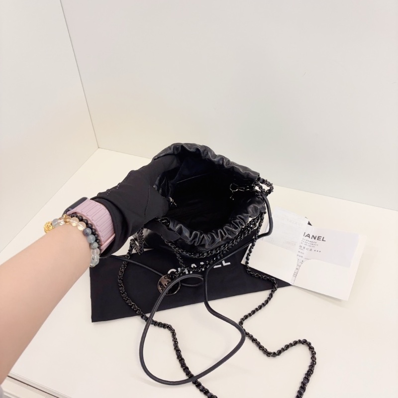Chanel 22Bag mini 黑武士 soblack  全黑垃圾袋 芯片款 17*19*6  98新配件塵袋-2
