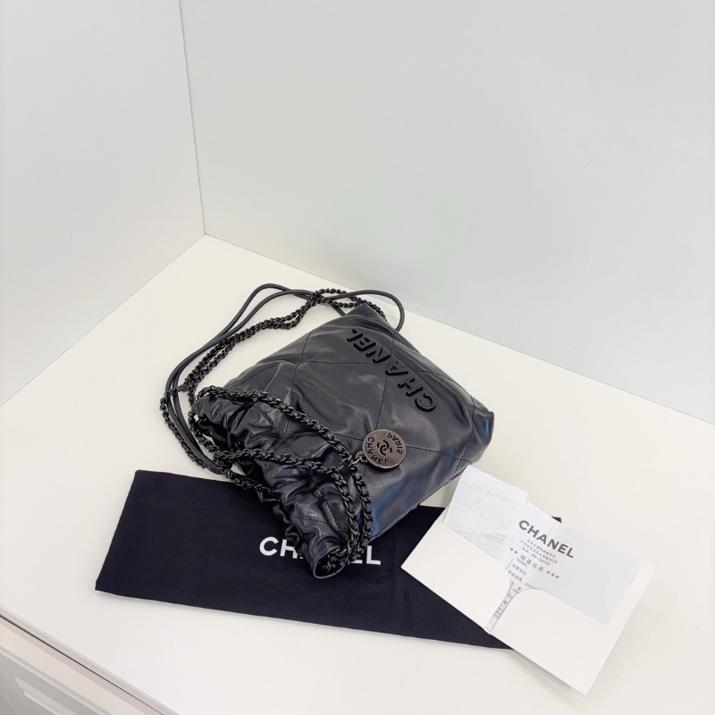 Chanel 22Bag mini 黑武士 soblack  全黑垃圾袋 芯片款 17*19*6  98新配件塵袋-7