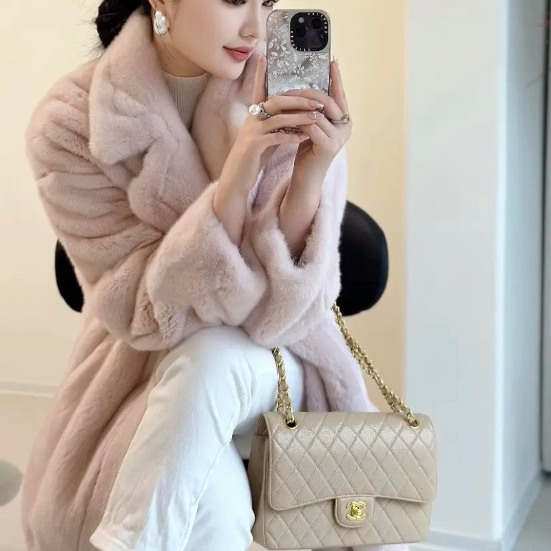 chanel vintage 奶茶色金扣 cf 鏈條26*19 98新配件保卡塵袋-0