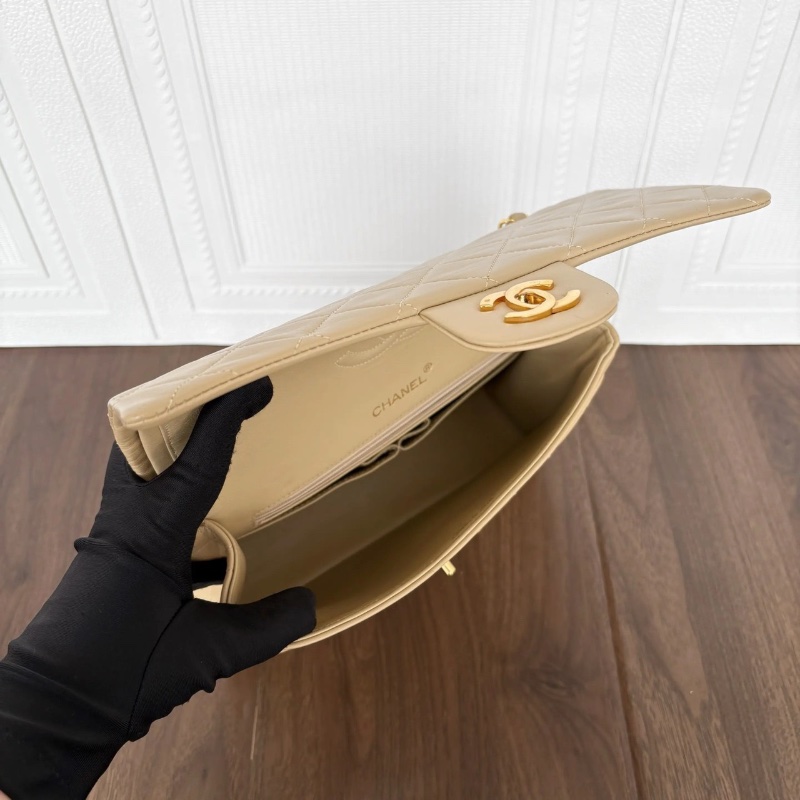 chanel vintage 奶茶色金扣 cf 鏈條26*19 98新配件保卡塵袋-2