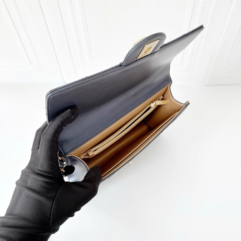 Chanel 珠光藍金 珍珠 鏈條包 21*14 98新配件保卡塵袋-2