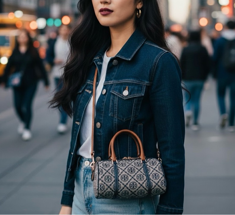 Tory Burch T-Monogram 迷你波士頓/酒桶包-0