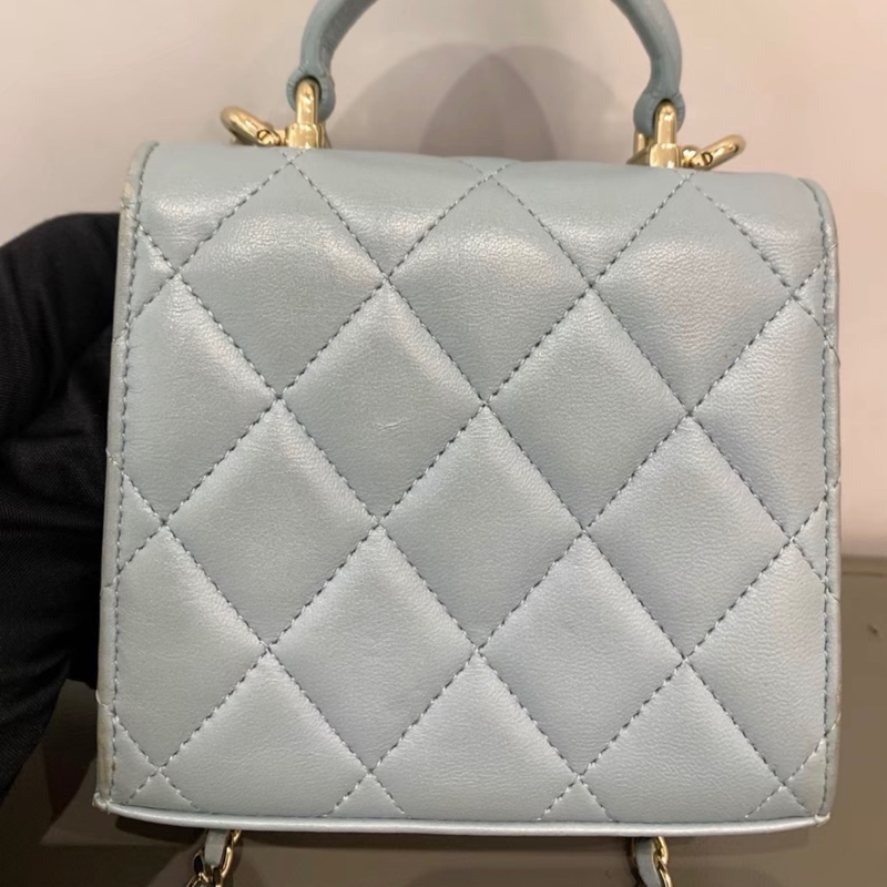 【92新 ✨ 全網最甜價！】Chanel香奈兒 菱格紋 mini 手提woc包 淡藍色 baby blue（下單前先詢問庫存❗️）-2