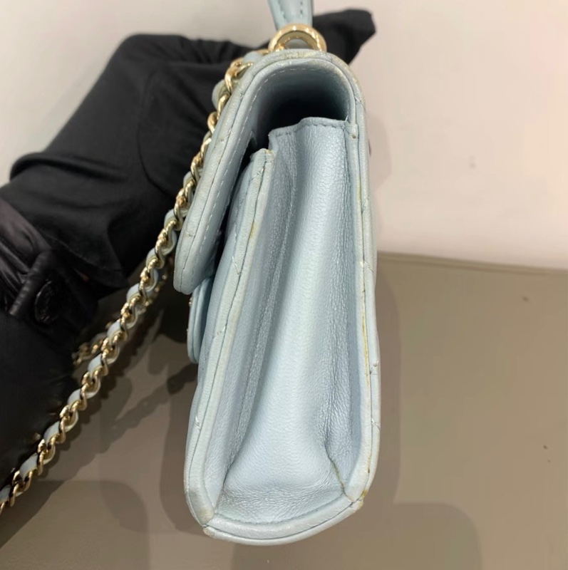 【92新 ✨ 全網最甜價！】Chanel香奈兒 菱格紋 mini 手提woc包 淡藍色 baby blue（下單前先詢問庫存❗️）-3