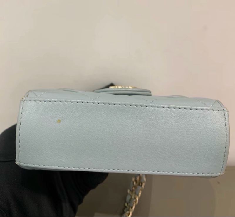 【92新 ✨ 全網最甜價！】Chanel香奈兒 菱格紋 mini 手提woc包 淡藍色 baby blue（下單前先詢問庫存❗️）-5