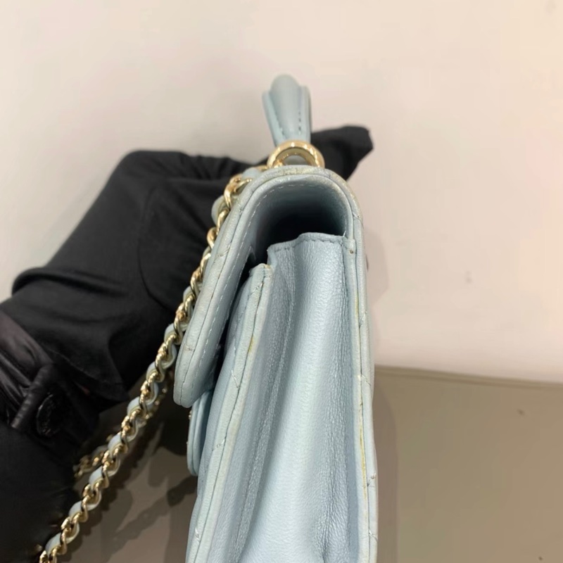 【92新 ✨ 全網最甜價！】Chanel香奈兒 菱格紋 mini 手提woc包 淡藍色 baby blue（下單前先詢問庫存❗️）-10