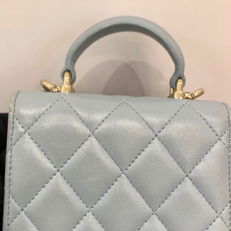 【92新 ✨ 全網最甜價！】Chanel香奈兒 菱格紋 mini 手提woc包 淡藍色 baby blue（下單前先詢問庫存❗️）-11