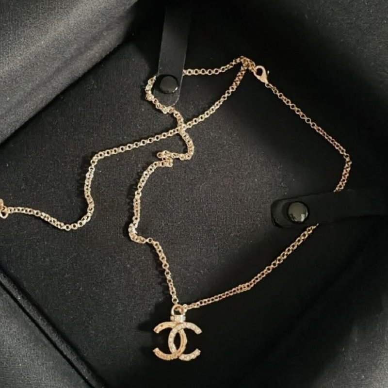 香奈兒CHANEL可調兩段式雙C logo水鑽項鍊-0