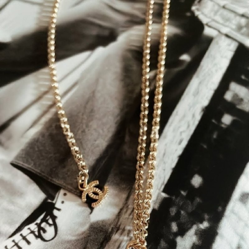 香奈兒CHANEL可調兩段式雙C logo水鑽項鍊-1