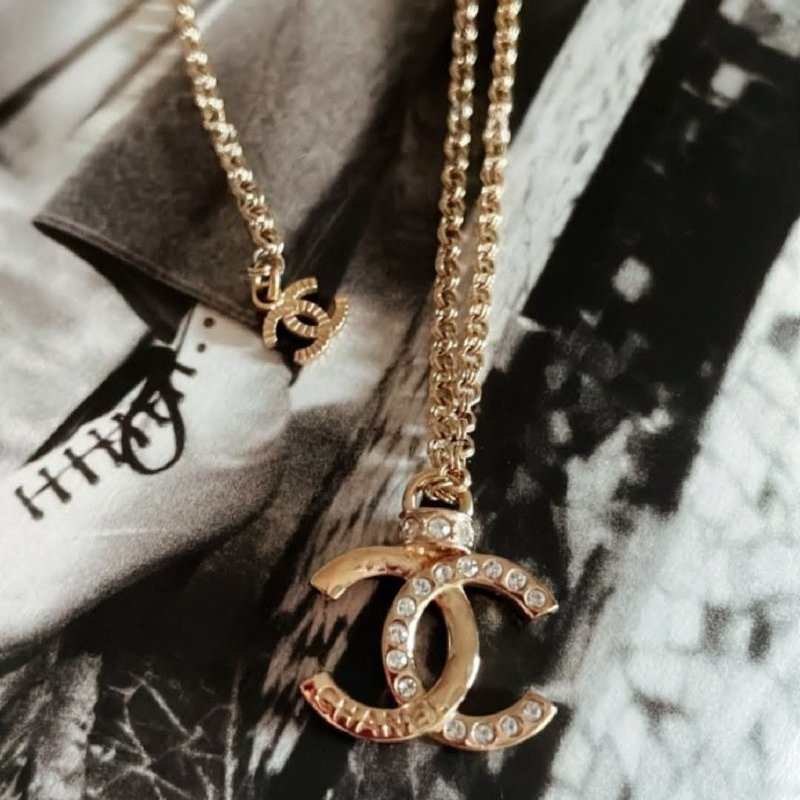 香奈兒CHANEL可調兩段式雙C logo水鑽項鍊-2