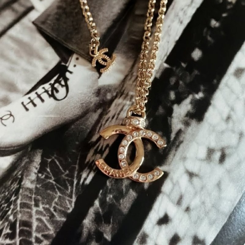 香奈兒CHANEL可調兩段式雙C logo水鑽項鍊-8