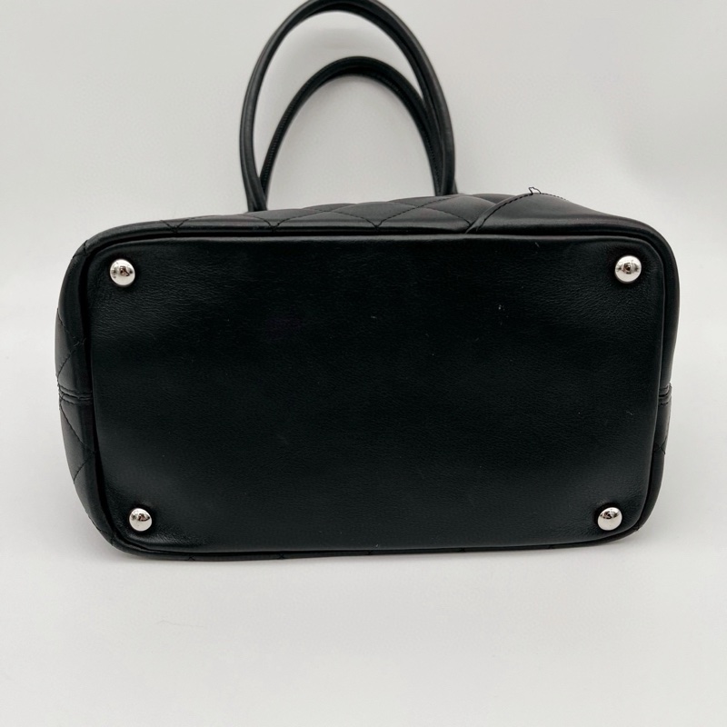 「JL精品代購」香奈兒全黑牛皮康鵬手提菜籃子小號-8