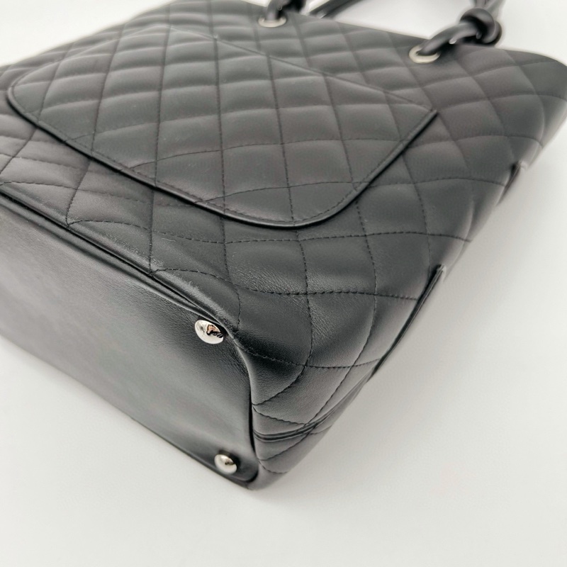 「JL精品代購」香奈兒全黑牛皮康鵬手提菜籃子小號-12