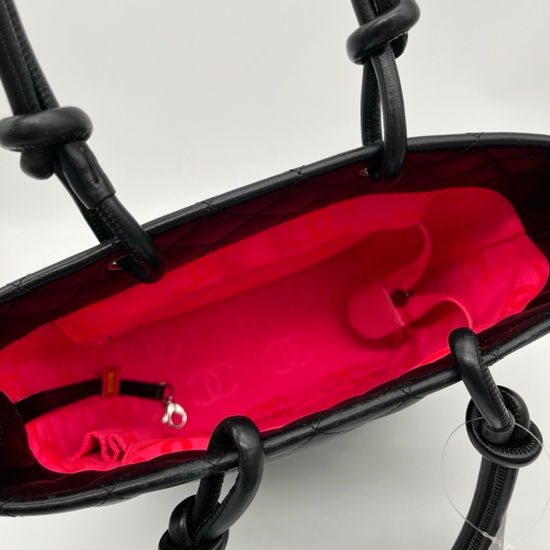 「JL精品代購」香奈兒全黑牛皮康鵬手提菜籃子小號-13