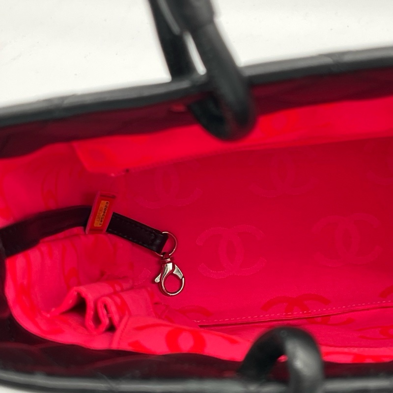 「JL精品代購」香奈兒全黑牛皮康鵬手提菜籃子小號-14