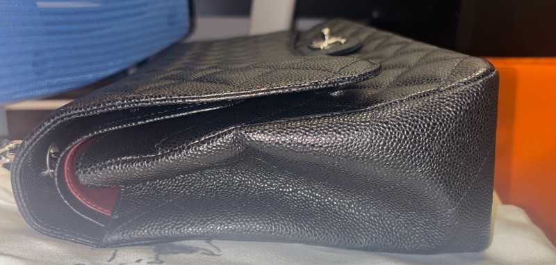 Chanel CF Maxi 黑荔枝牛皮銀鏈 經典款最大尺寸-7