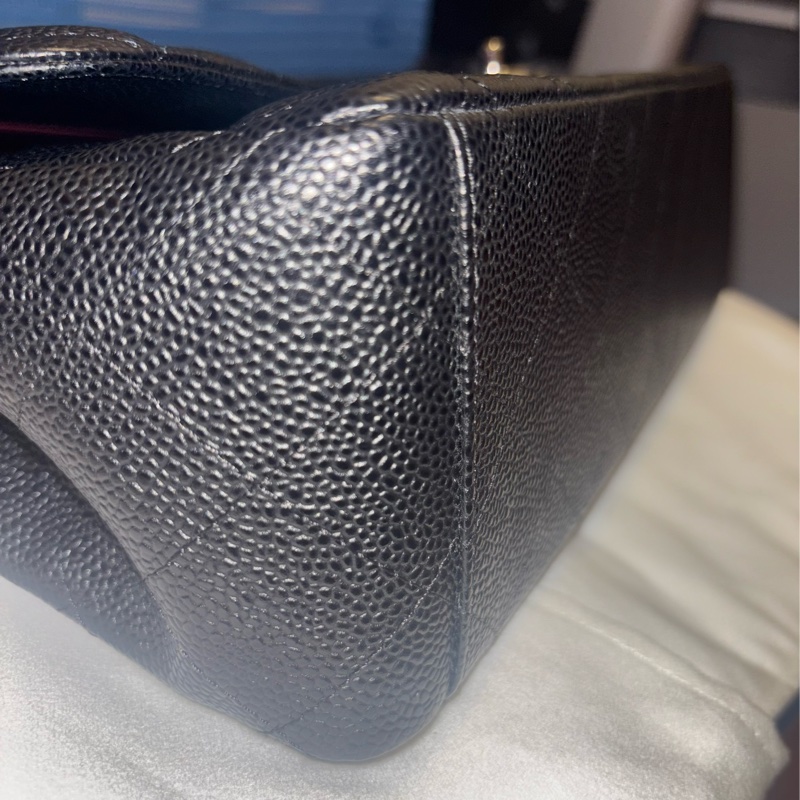 Chanel CF Maxi 黑荔枝牛皮銀鏈 經典款最大尺寸-8