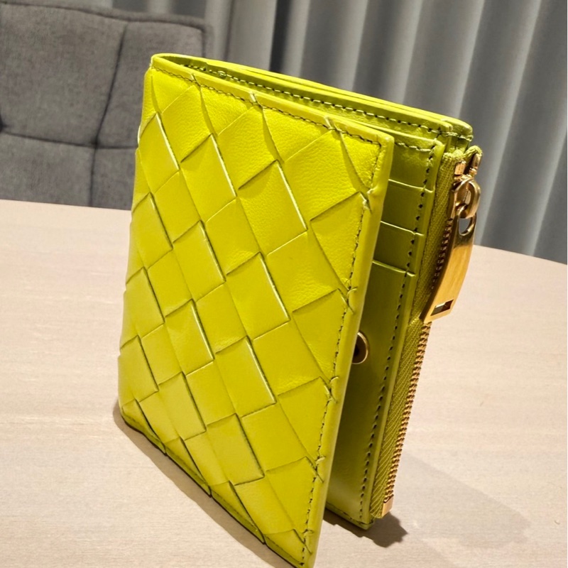 Bottega Veneta BV 經典編織短夾 黃色-0
