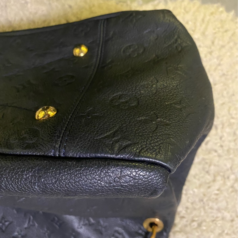 lv artsy mm 壓紋 皮革 經典 全黑 皮革 肩背包 手提包 近全新-5