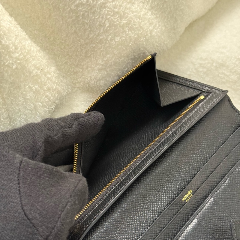 （國外購證）Hermes Bearn 長夾 黑金-6