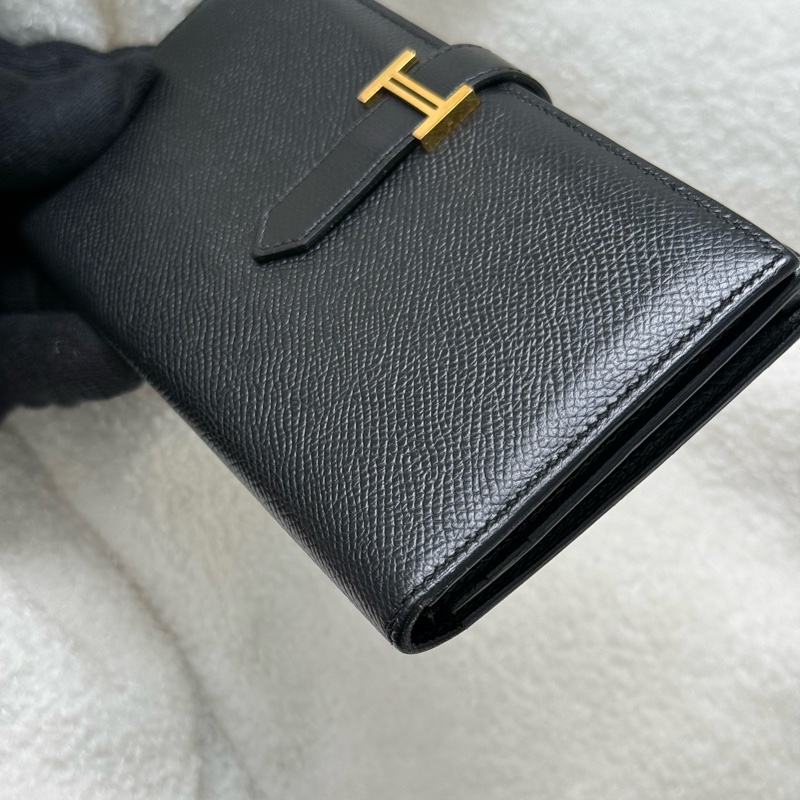 （國外購證）Hermes Bearn 長夾 黑金-7