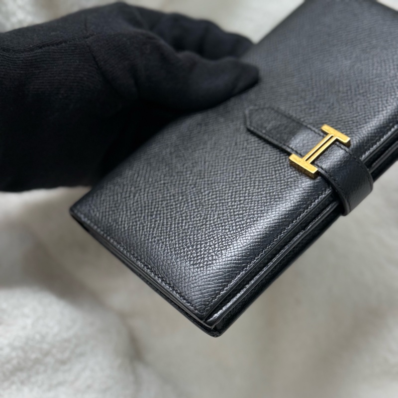 （國外購證）Hermes Bearn 長夾 黑金-8