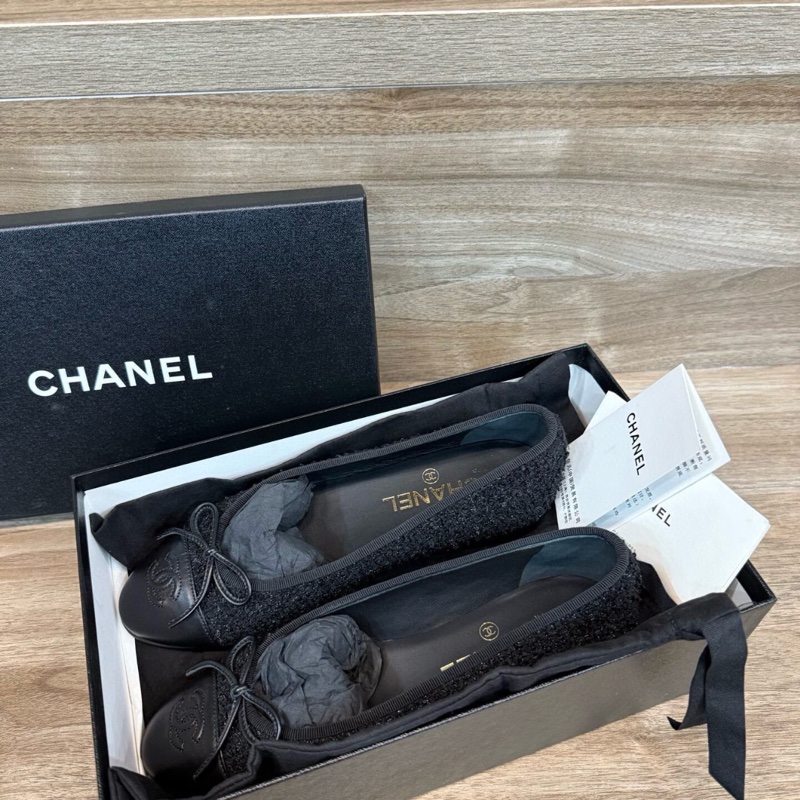 【全新未使用✨黃金37碼❗️大全套】chanel黑色芭蕾舞鞋 37碼 經典款-4