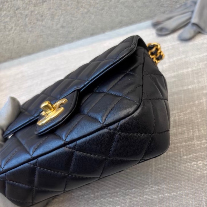 【99新 ✨ 全網最甜價！】特價 Chanel香奈兒22B琺瑯肩帶方胖子 黑金羊皮 晶片新款 （下單前先詢問庫存❗️）-2