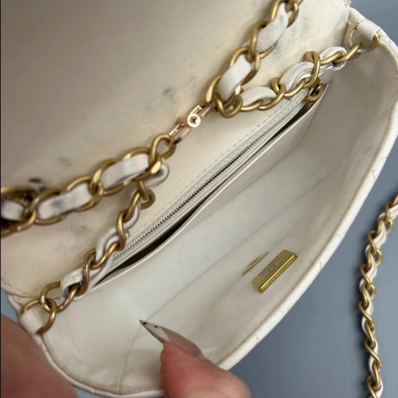 【92新 ✨ 全網最甜價!】晶片新款 Chanel香奈兒23C 琺瑯金幣 鏈條 方胖子 白色羊皮 (下單前先詢問庫存❗️)-3