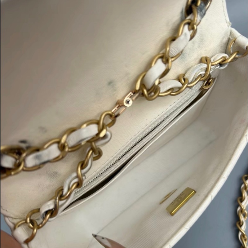【92新 ✨ 全網最甜價!】晶片新款 Chanel香奈兒23C 琺瑯金幣 鏈條 方胖子 白色羊皮 (下單前先詢問庫存❗️)-7