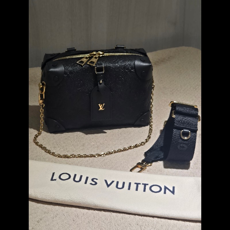 LV 路易威登 Louis Vuitton Petite Malle Souple 黑壓紋 軟皮小硬箱 雙背帶 復古箱包-3