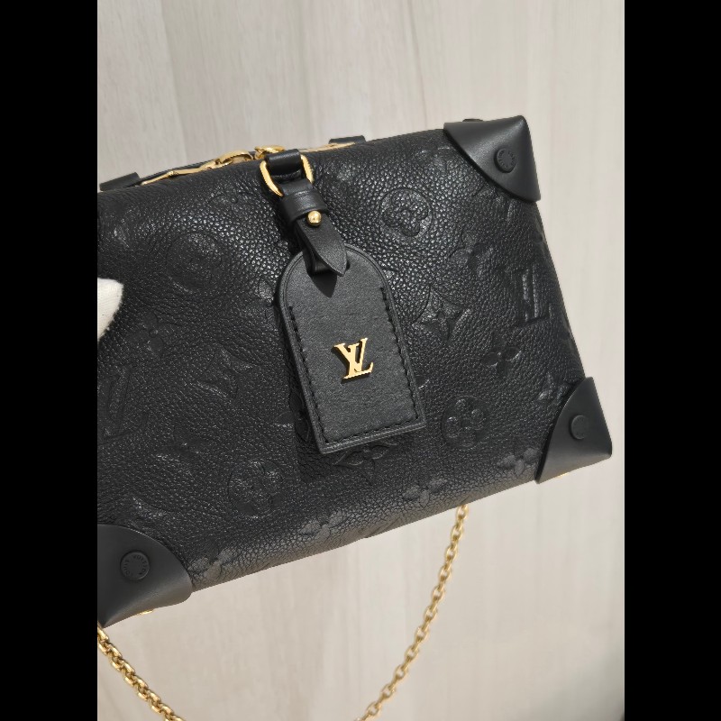 LV 路易威登 Louis Vuitton Petite Malle Souple 黑壓紋 軟皮小硬箱 雙背帶 復古箱包-5