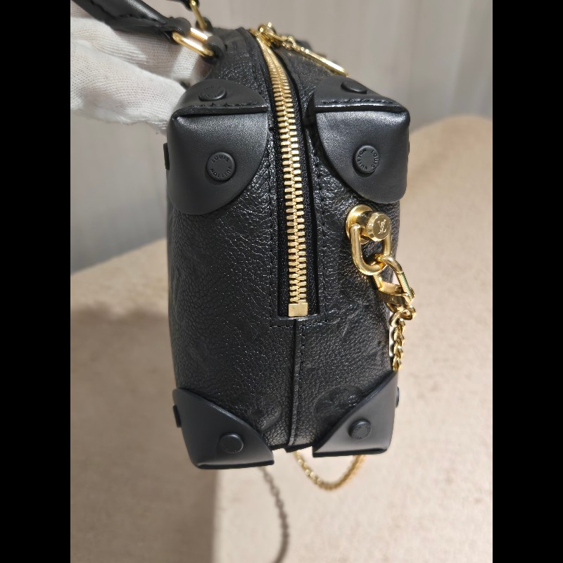LV 路易威登 Louis Vuitton Petite Malle Souple 黑壓紋 軟皮小硬箱 雙背帶 復古箱包-10