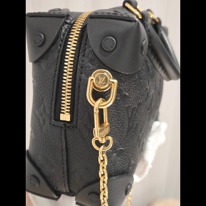 LV 路易威登 Louis Vuitton Petite Malle Souple 黑壓紋 軟皮小硬箱 雙背帶 復古箱包-12