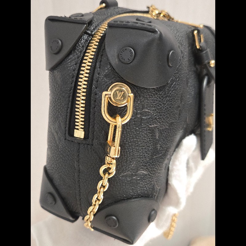 LV 路易威登 Louis Vuitton Petite Malle Souple 黑壓紋 軟皮小硬箱 雙背帶 復古箱包-13