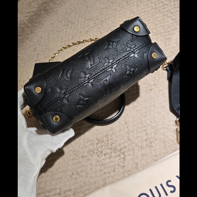 LV 路易威登 Louis Vuitton Petite Malle Souple 黑壓紋 軟皮小硬箱 雙背帶 復古箱包-28