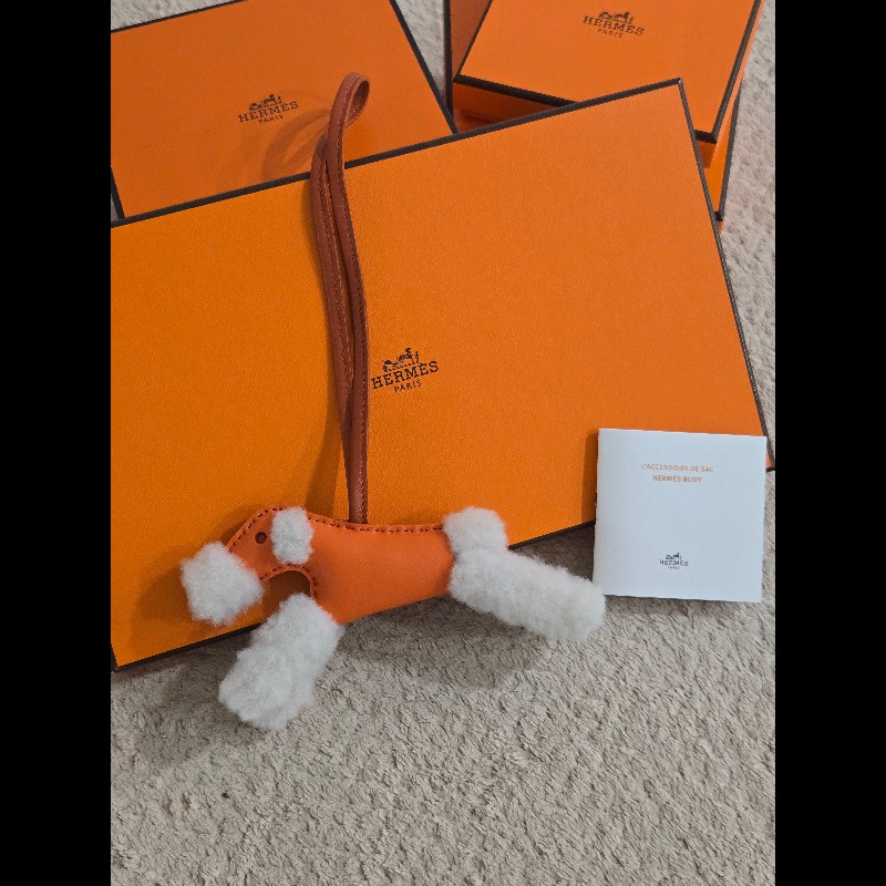 愛馬仕 Hermes Budy charm 橘色 狗狗 吊飾-5