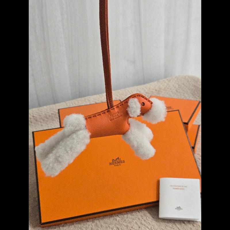 愛馬仕 Hermes Budy charm 橘色 狗狗 吊飾-15