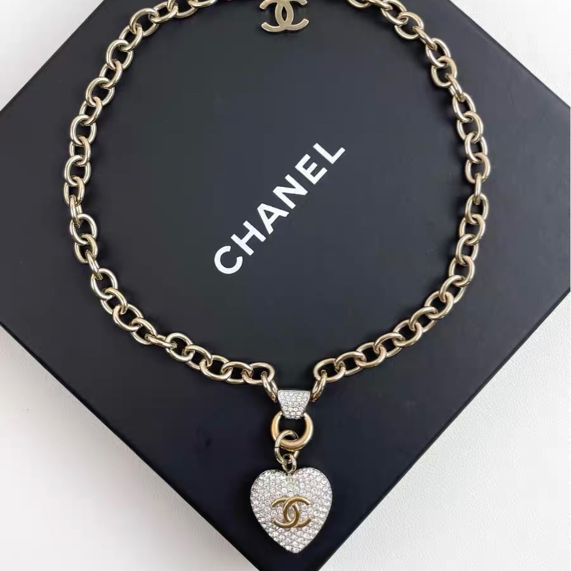 【98新 ✨ 全網最甜價！】Chanel香奈兒 21年香奈兒王一博同款滿鑽愛心桃心項鍊 （下單前先詢問庫存❗️）-0