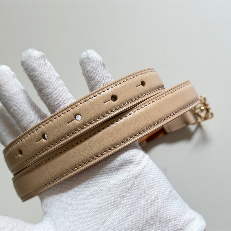 914intheair精品代購『全新閒置』Loewe 經典品牌logo奶茶色小牛皮腰帶/皮帶 85-10