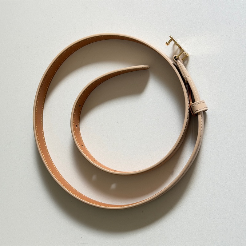 914intheair精品代購『全新閒置』Loewe 經典品牌logo奶茶色小牛皮腰帶/皮帶 85-12