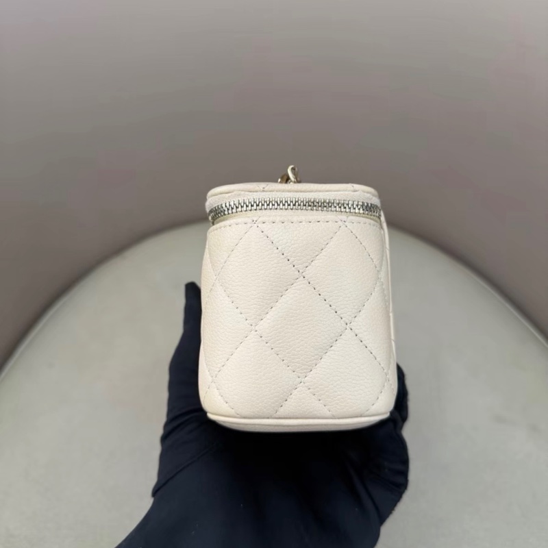 【97新 ✨ 全網最低價！】CHANEL香奈兒 奶茶色 荔枝牛皮 小方盒 有鏡款 （下單前先詢問庫存❗️）-2