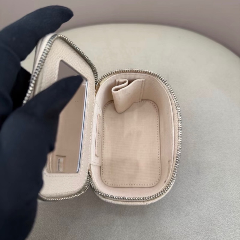 【97新 ✨ 全網最低價！】CHANEL香奈兒 奶茶色 荔枝牛皮 小方盒 有鏡款 （下單前先詢問庫存❗️）-4