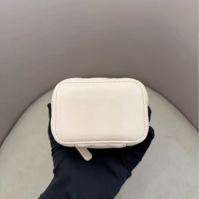 【97新 ✨ 全網最低價！】CHANEL香奈兒 奶茶色 荔枝牛皮 小方盒 有鏡款 （下單前先詢問庫存❗️）-5