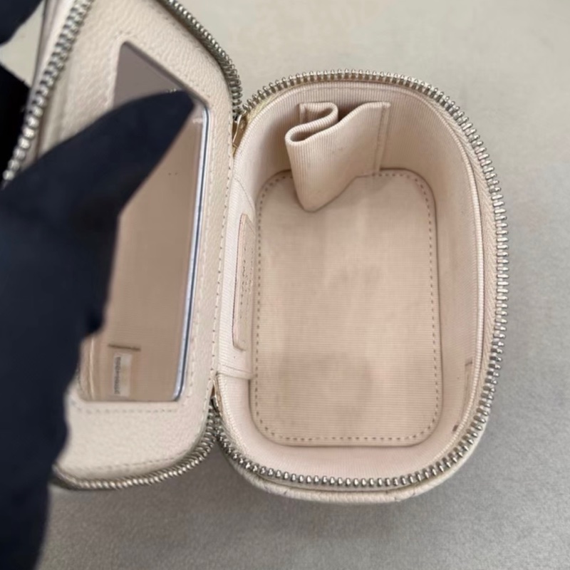 【97新 ✨ 全網最低價！】CHANEL香奈兒 奶茶色 荔枝牛皮 小方盒 有鏡款 （下單前先詢問庫存❗️）-8