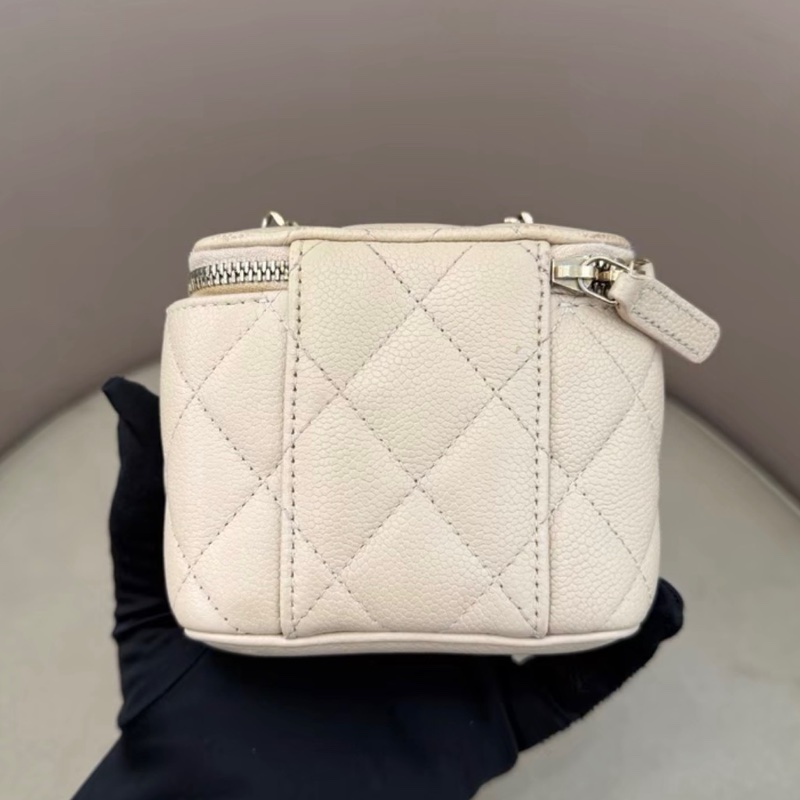 【97新 ✨ 全網最低價！】CHANEL香奈兒 奶茶色 荔枝牛皮 小方盒 有鏡款 （下單前先詢問庫存❗️）-10